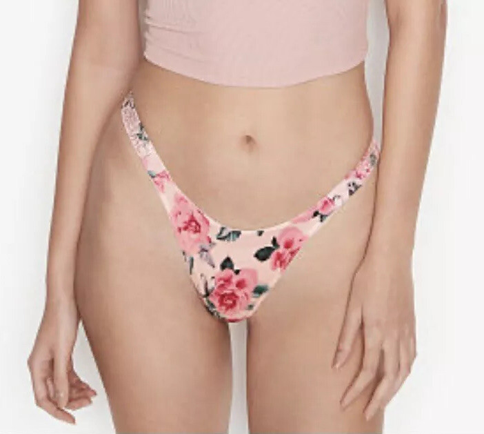 Victoria’s Secret Brazilian Panty Small Rose, Rhinestone Strap New