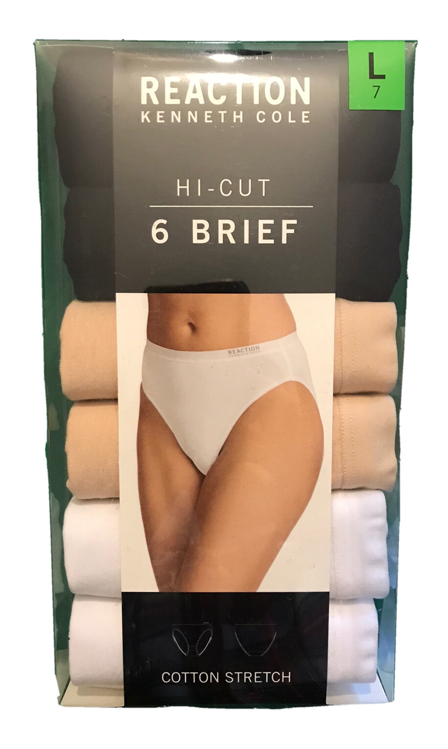 Reaction Kenneth Cole Black Tan White 6 Brief Hi-Cut Women’s Underwear Intimates