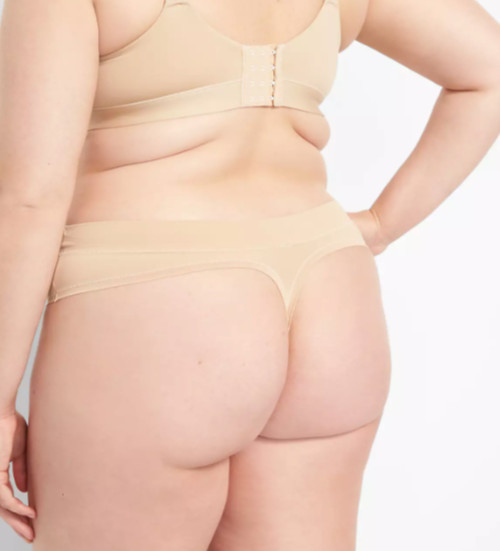 Lane Bryant Cacique Plus 18/20 Comfort Bliss Thong Wide-Side Panty Mocha Nude*