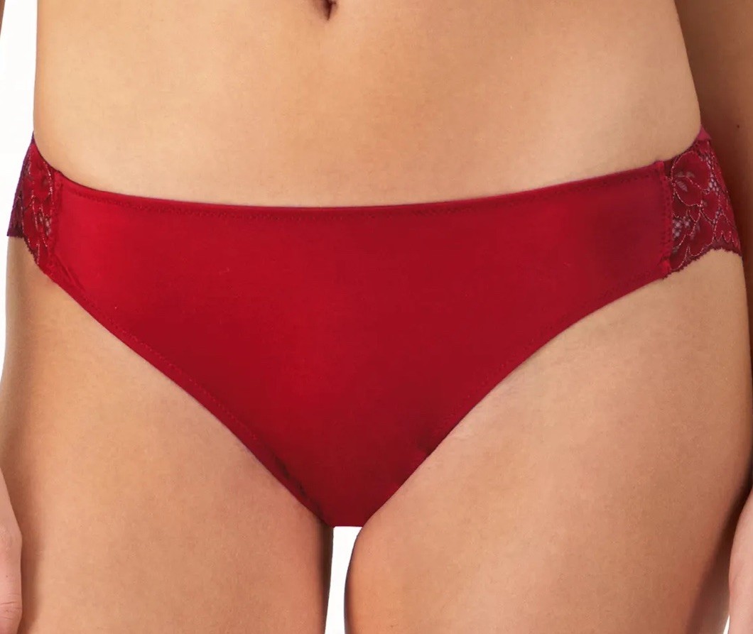 MAIDENFORM Lace Back Tanga Panty Invisible Comfort Red with Gold 40159 Size M 6