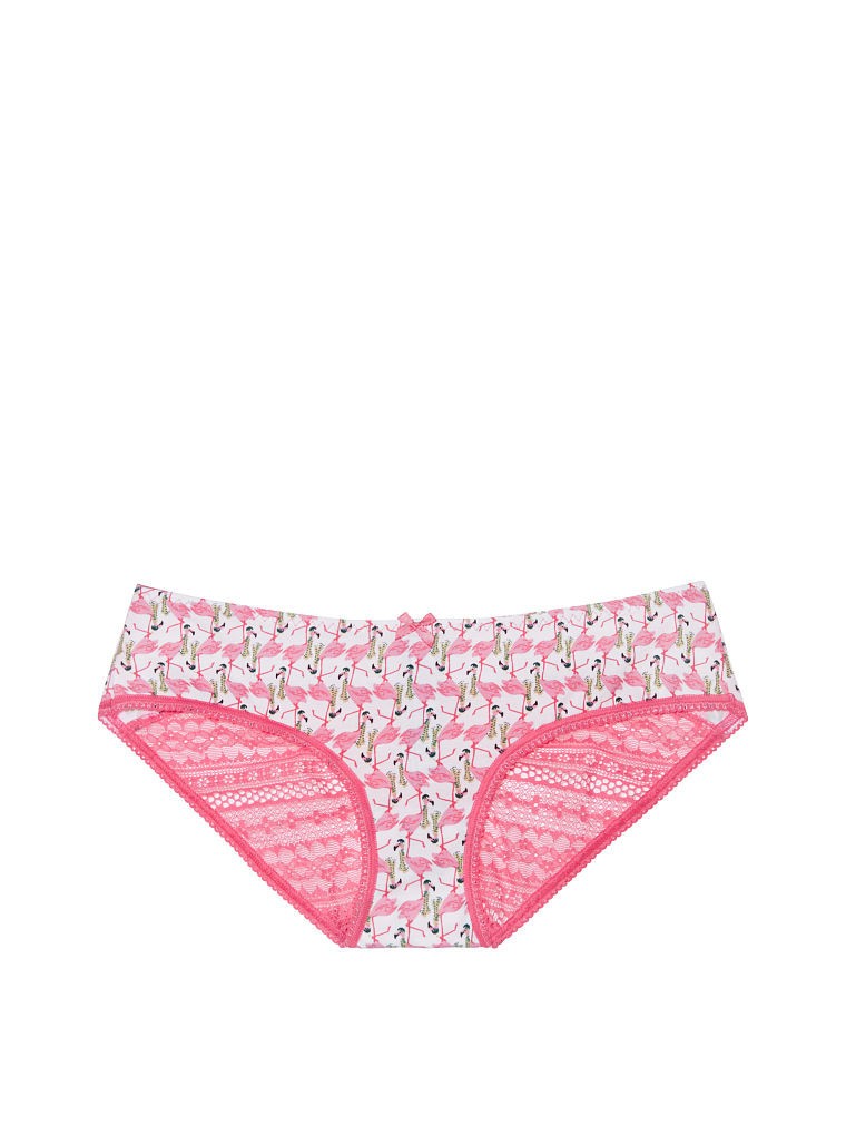 Victoria’s Secret Cotton Ruched Back Heart Hiphugger Panty Pink Flamingo