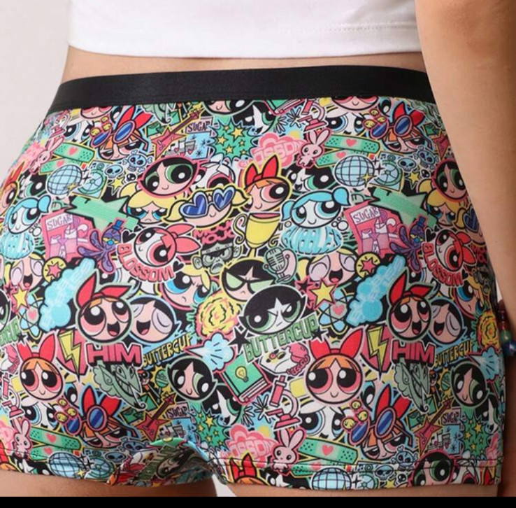 THE POWERPUFF GIRLS X SHEIN Women’s Cartoon Print Boyshort Shortie Panty XL
