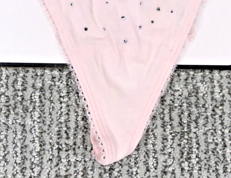 Victoria’s Secret NWT XXL Pink Sparkle Rhinestone Stretch V String Panty Sexy