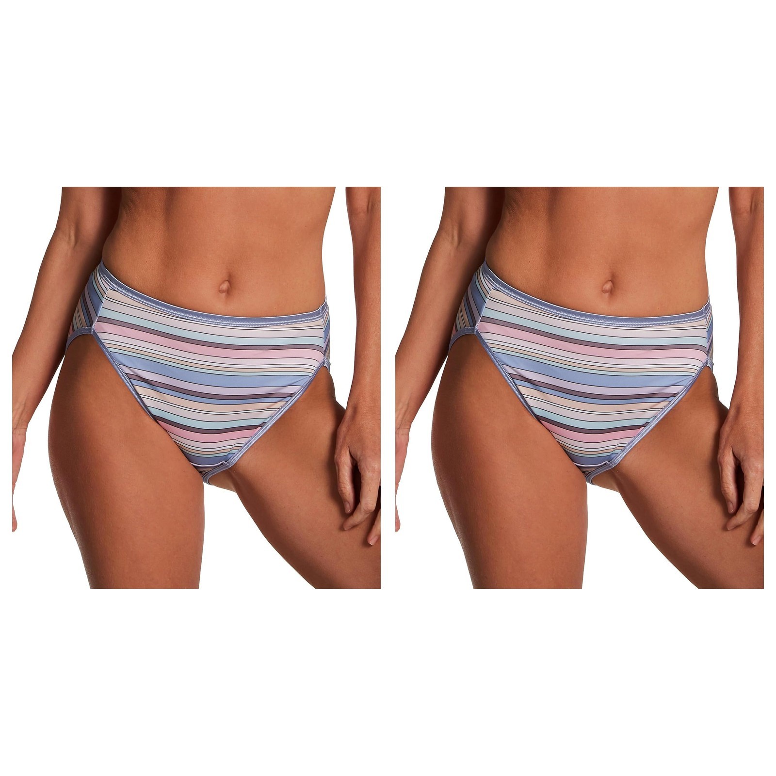 2 Pack Vanity Fair Illumination Hi-Cut Brief Panty 13108 Studio Stripe Sz 8 9 10