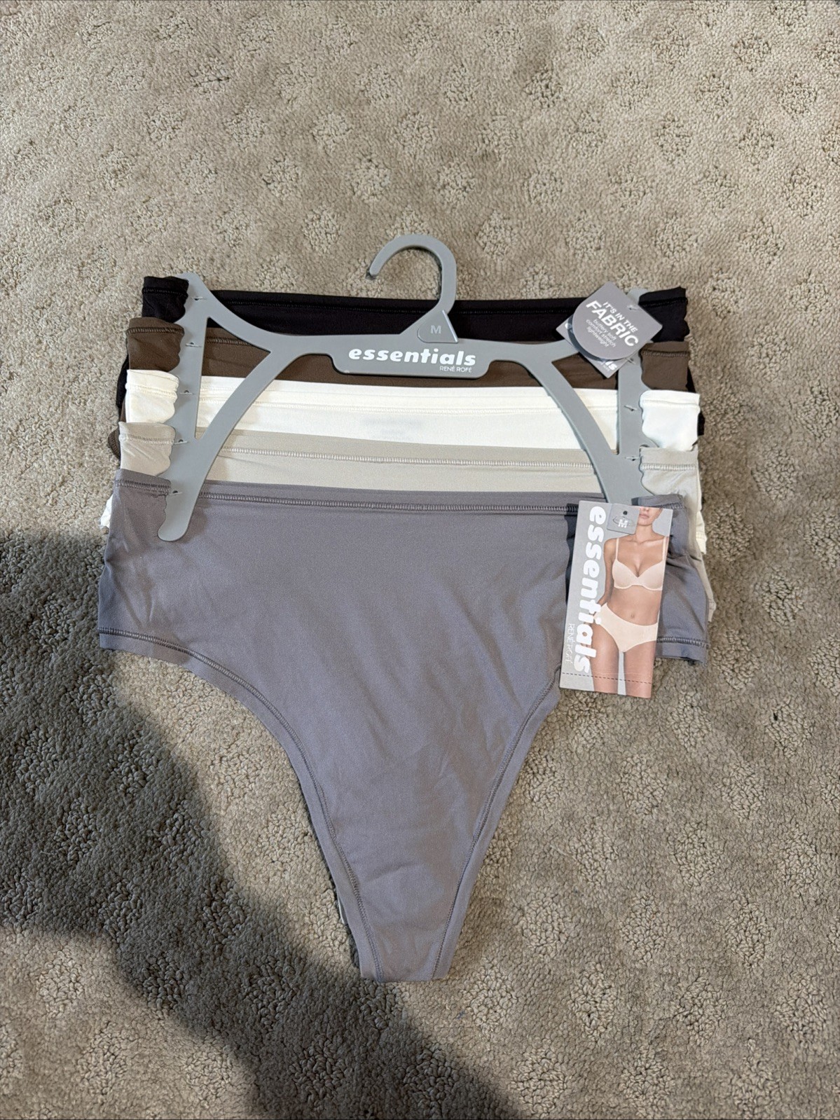 Essentials By Rene Rofe 5pk Multicolor Flexible Fit Hi-Waist Thongs. Sz. M. NWT!