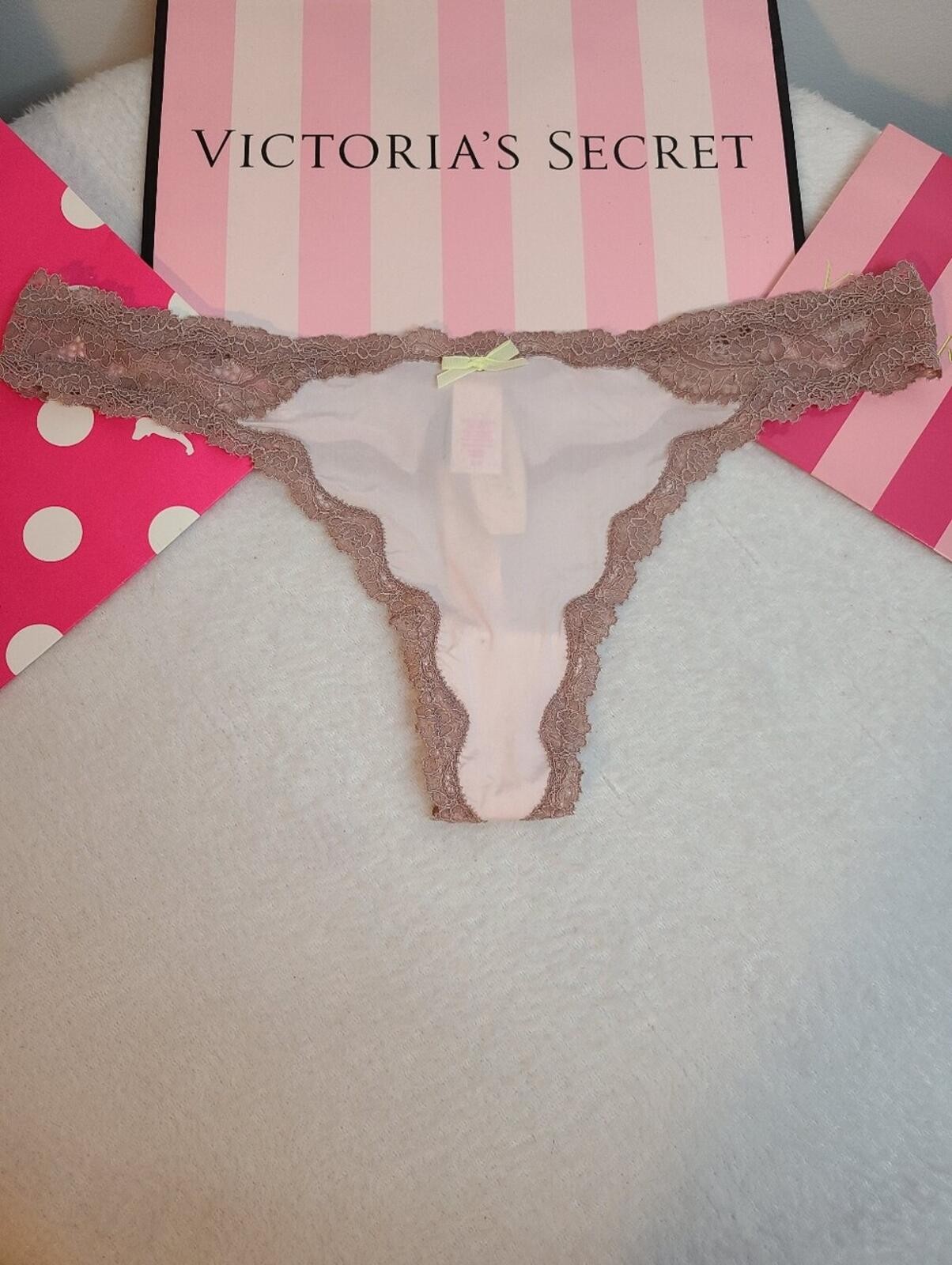 Y2K VS Dream Angels Silky Nylon Lace Classic Thong Panty Size Lg – NWT