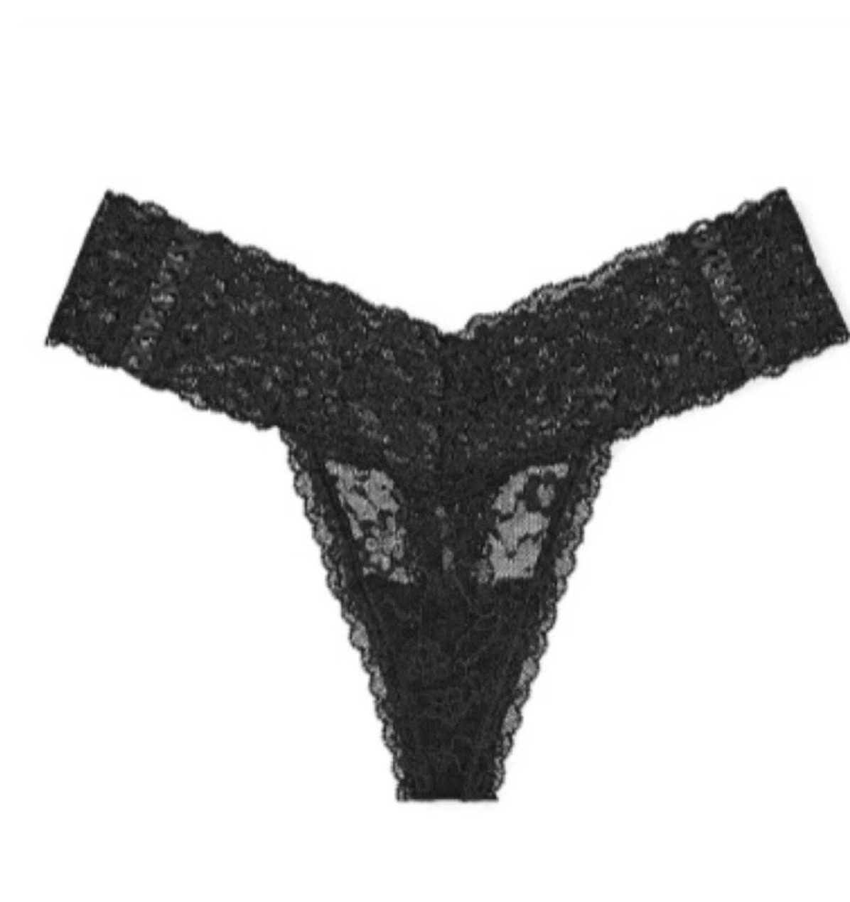 2 X NEW Victoria’s Secret Lacie Thong Panties-Large-Black And Beige NWT