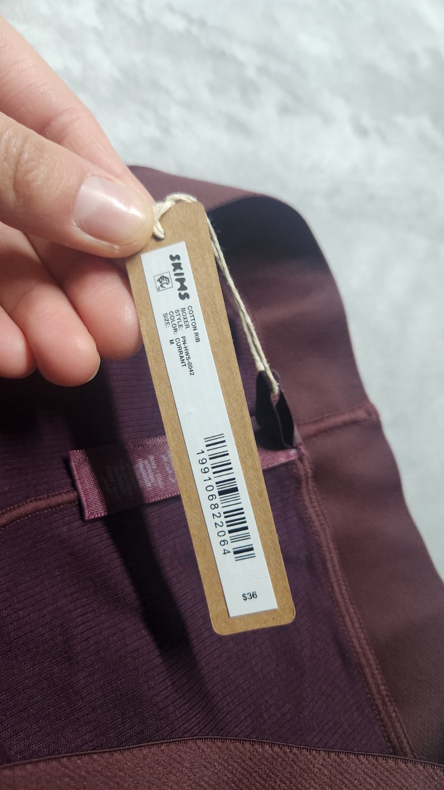 SKIMS Medium Currant Cotton Rib Boxer PN-HWS-0042 NWT Athletic