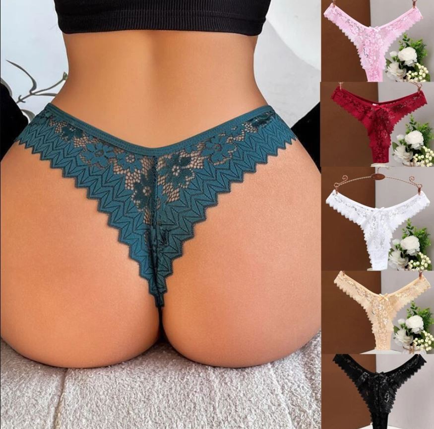 6 Pack Lot Sexy Womens Lace Panties Thongs Underwear See Through Brief Lingeries