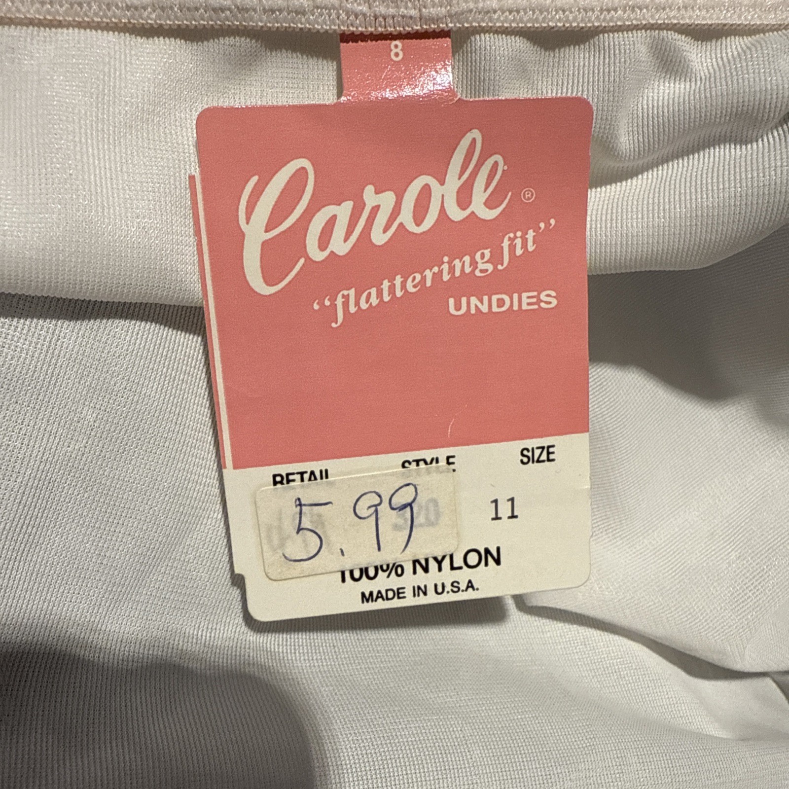 Vintage Carole Nylon Long-Leg Briefs Panties White Lingerie Boy Shorts 11