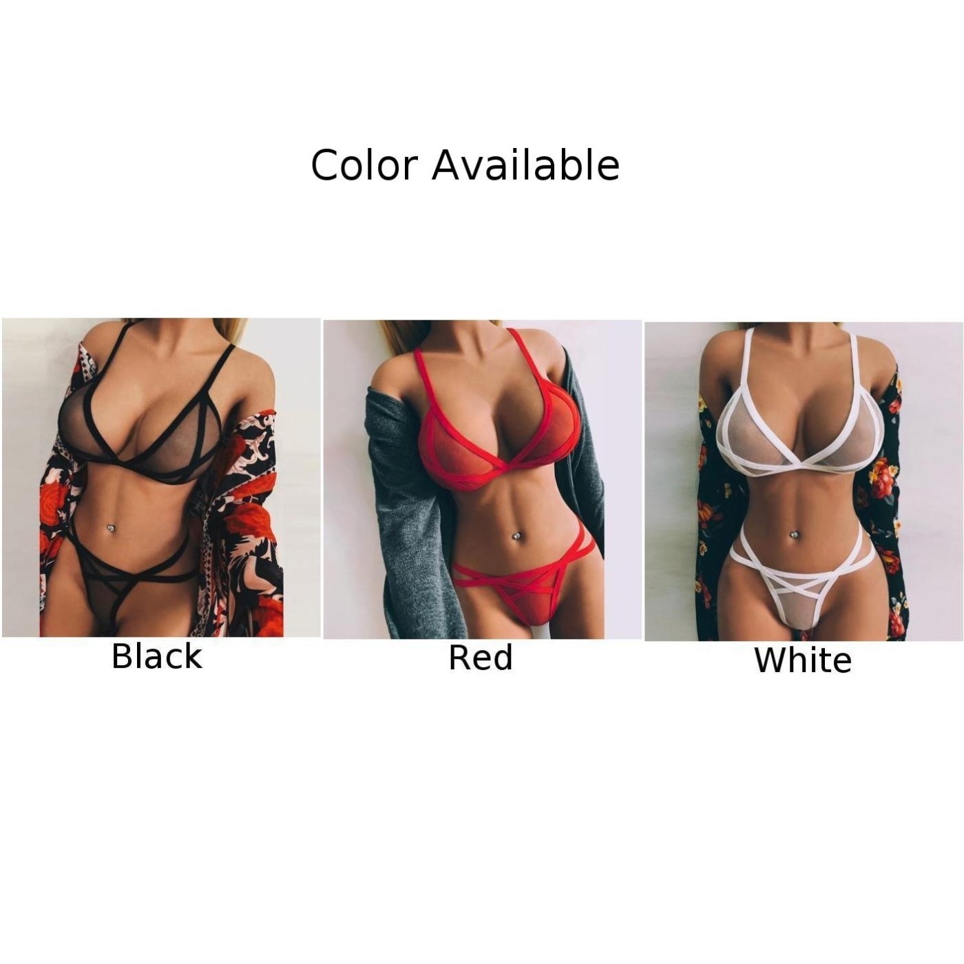 Bandage Bra Set M-2XL Mesh Nightwear Set Sexy Spandex Underwear Durable
