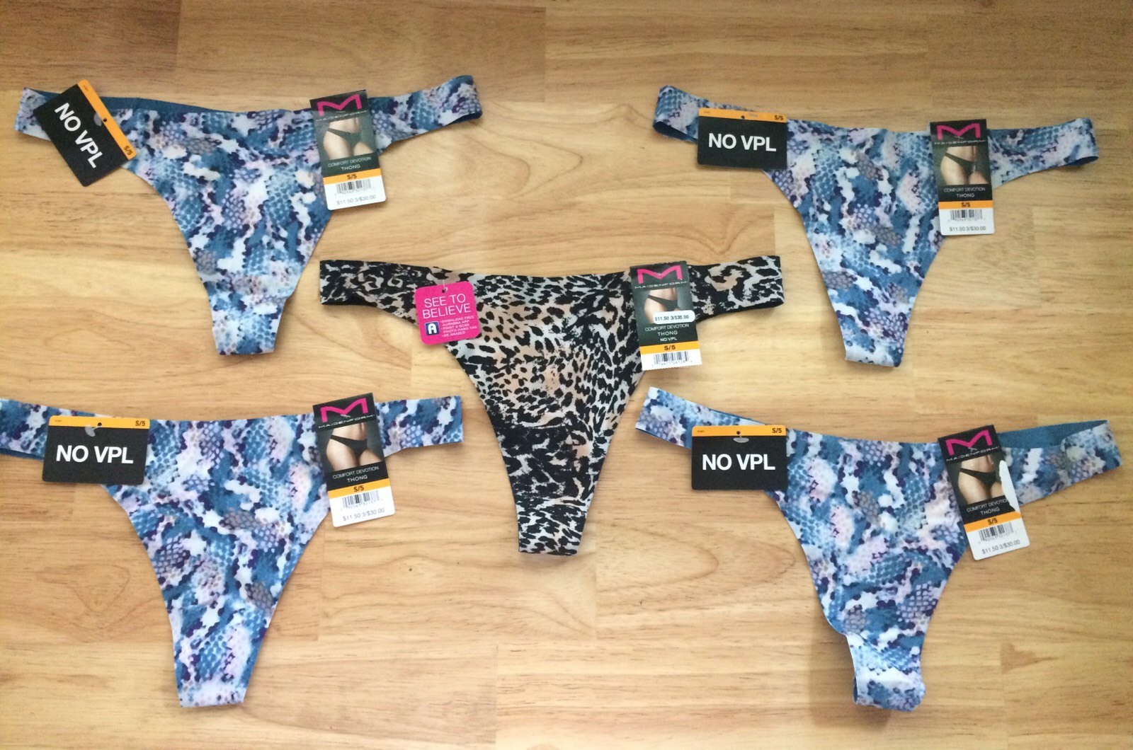 Sz S Lot of 5 MAIDENFORM Comfort Devotion Thong Underwear Panties NWT $57 Retail