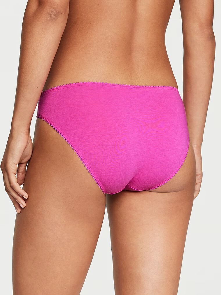 XS Fuchsia Pink Scatter Rhinestone Stretch Cotton Victoria’s Secret BIKINI Panty