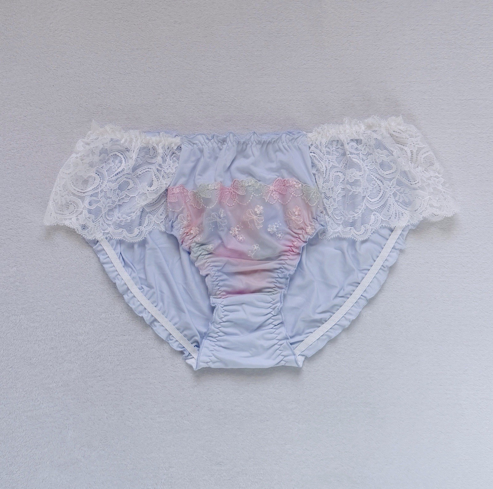 Set Of 2! US-XL, XXL Japanese Bow Embroidery Lace Trim Ruffle Panties Cute Sweet