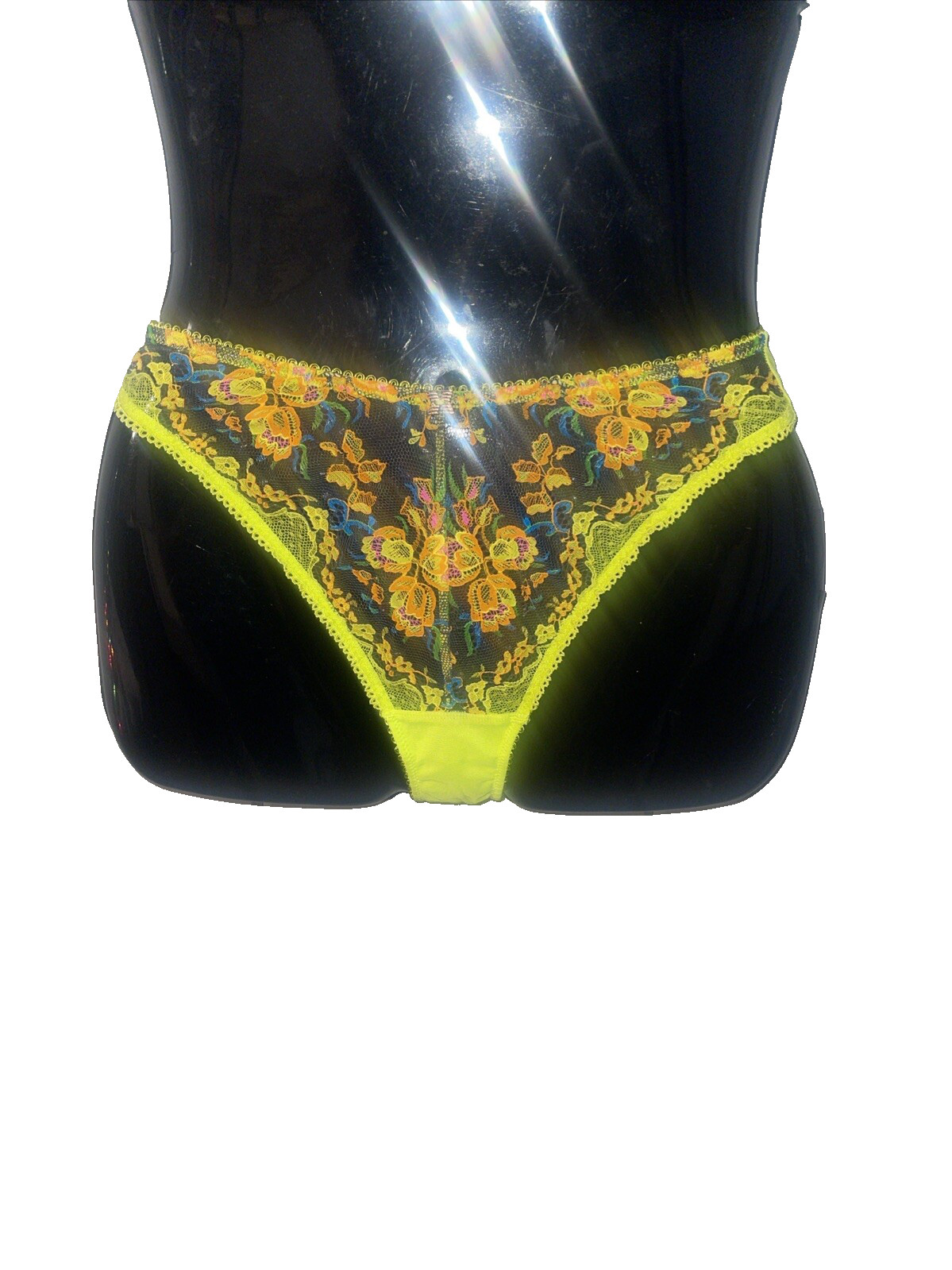 NWT Savage Fenty Bikini Panty Whimsical Floral Green Mesh Fairy Feminine Large