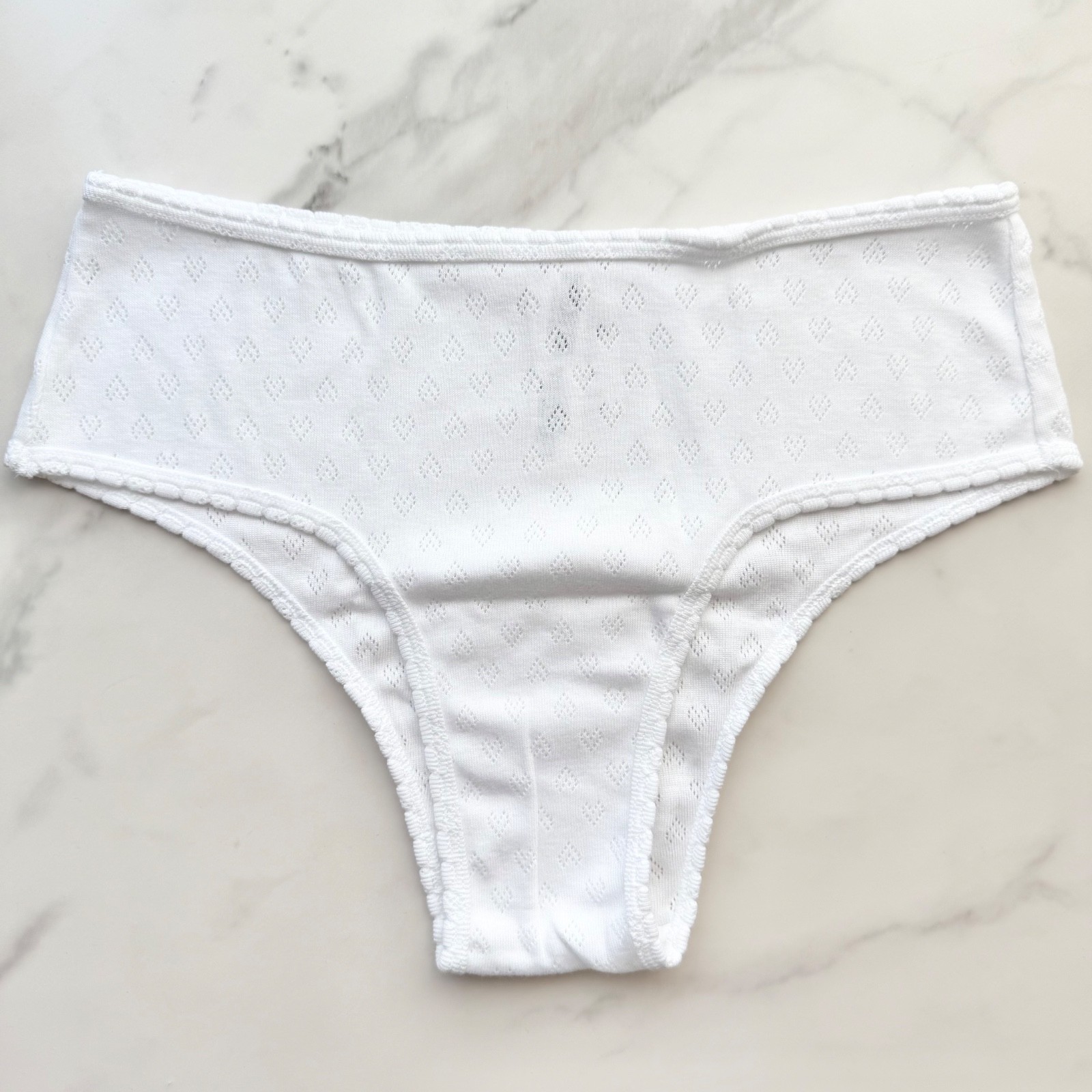 PINK Victoria’s Secret Cotton Heart Pointelle Cheeky Panty Optic White M/L/XL