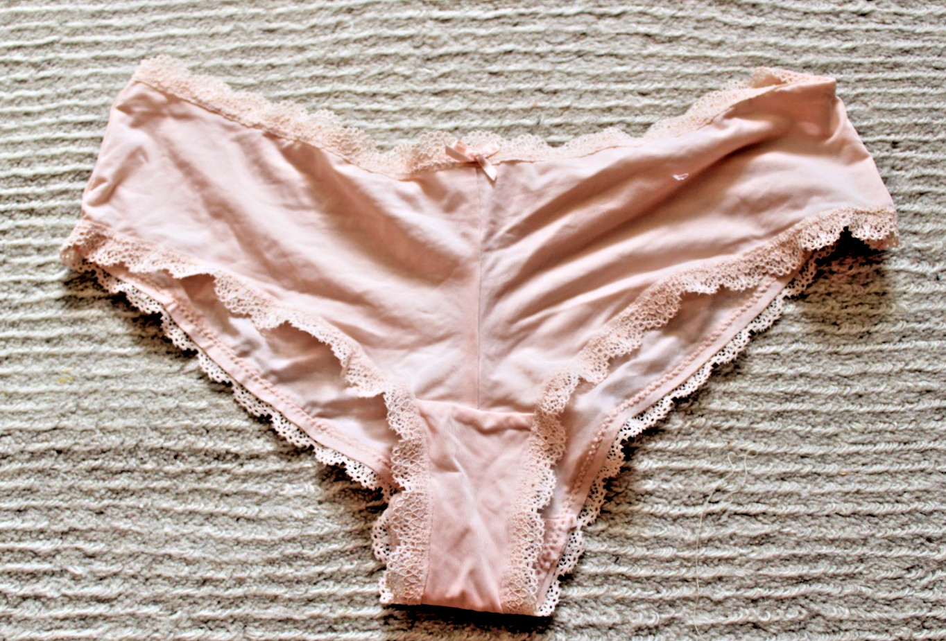 Brand New Lace Trimmed Bikini Style Knickers, Beige/Nude, Small UK 8