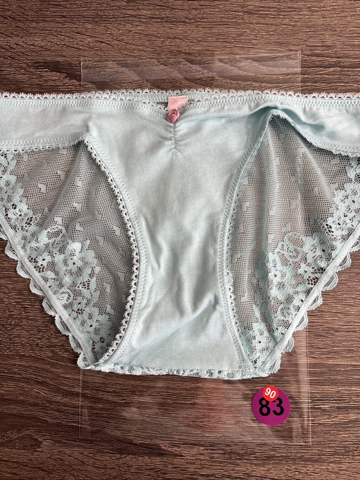 Victoria’s Secret XS Teal Blue Sheer Mesh Lace Back Bikini Panties
