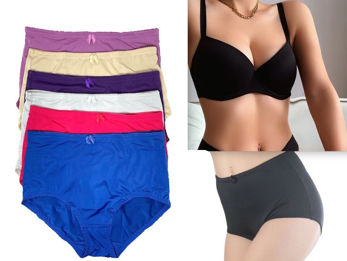 Lot 6 12 Hi-Cut Women’s PLUS Size Nylon Briefs Panties Girdle #699X S M L XL 2X