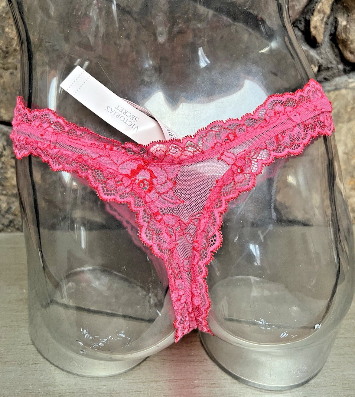 Victoria’s Secret Rose Lace High Leg THONG Panty Sz S ROSE GARDEN NWT$18.95