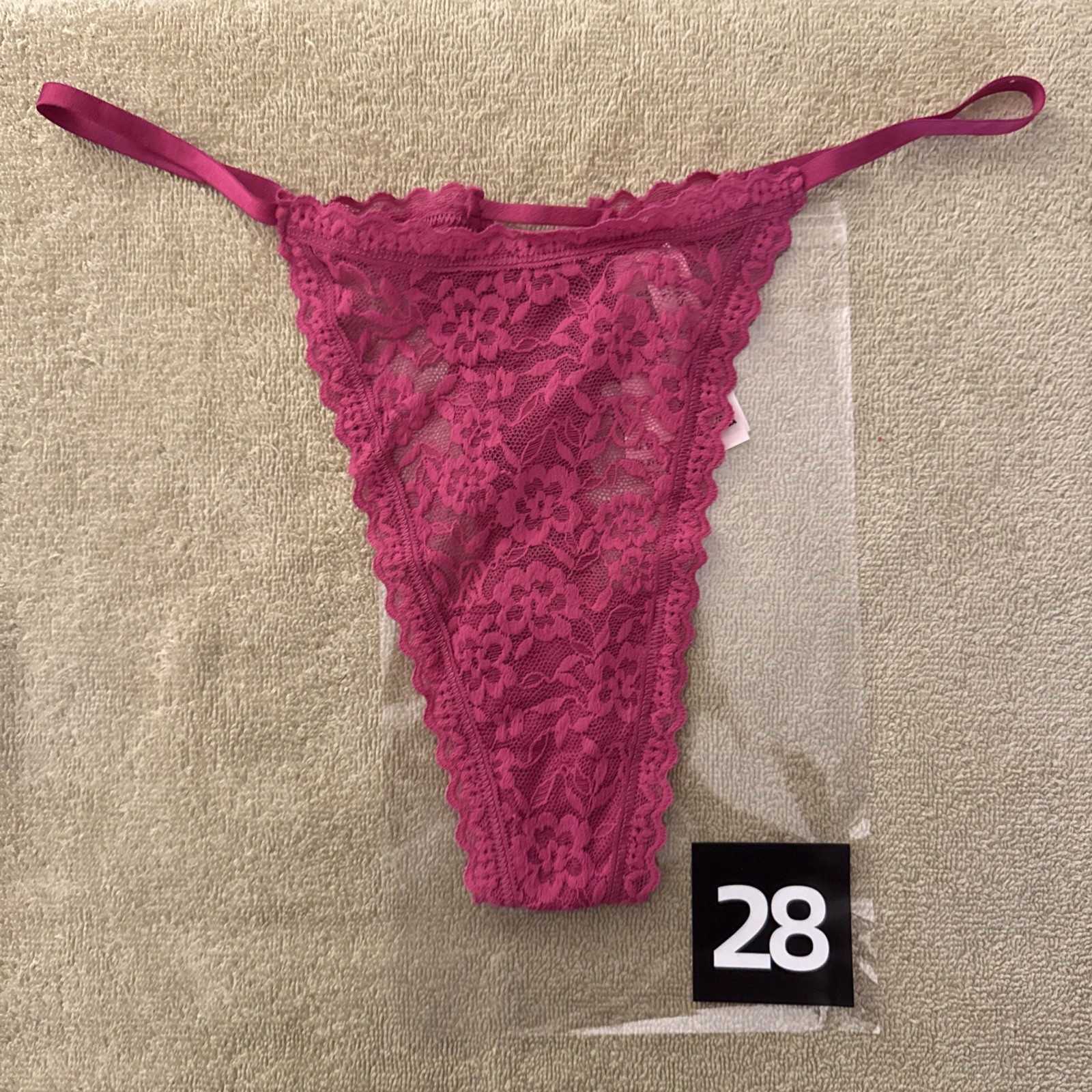 Victoria’s Secret Large Fuchsia, Lace, Thong Panties