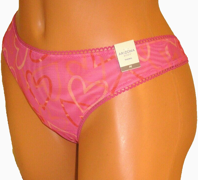 Panties Lingerie Arizona Body Pink Heart Print Thong Medium Adult Gift