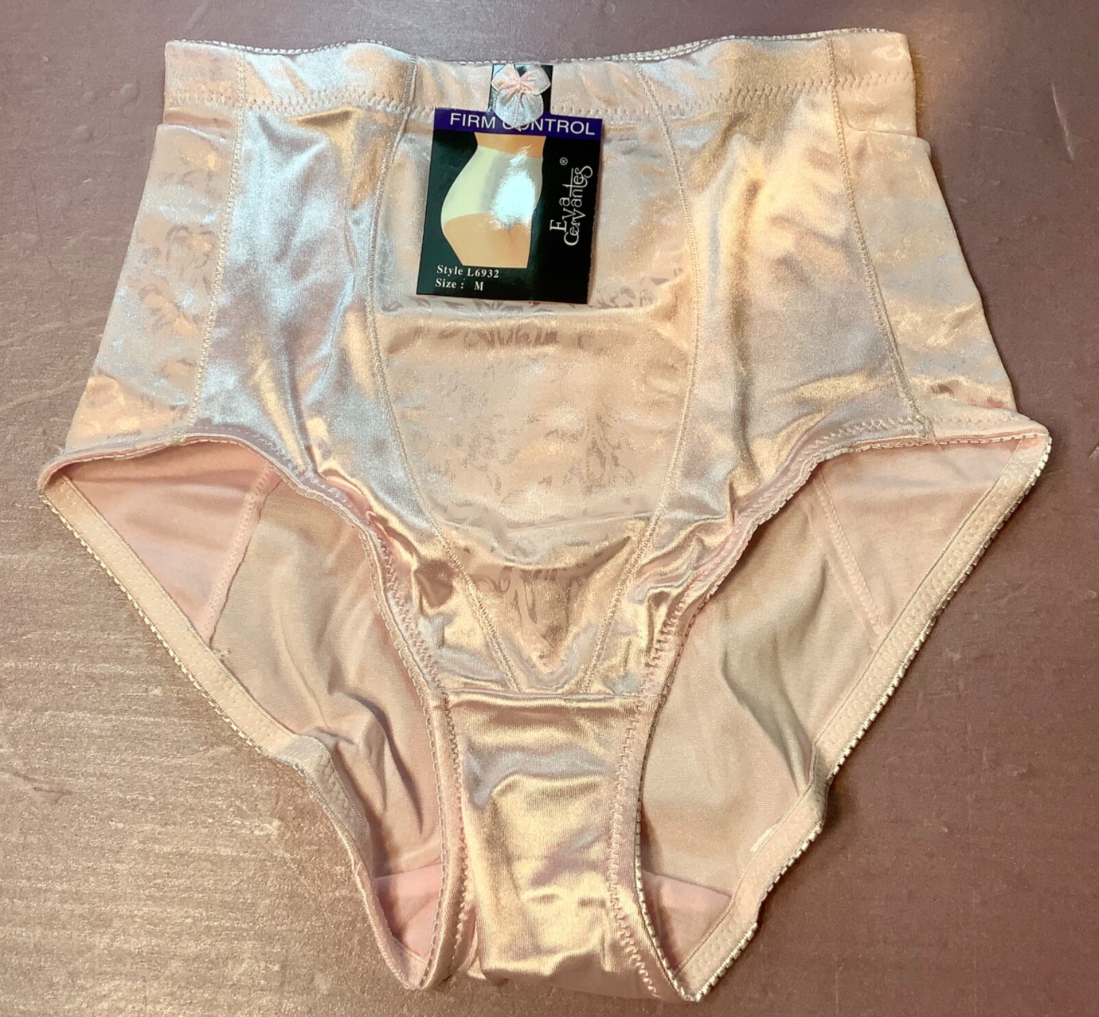 Women Control Panties,Briefs”Eva Cervantes”Size L. pink Soft shiny Satin W/decor