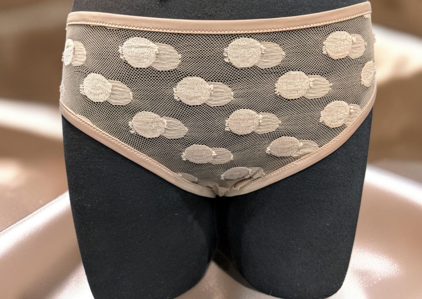 ERES BALLON BULE SATIN TRIMMED POLKA DOT LACE BRIEFS BISCUIT SIZE 40/ US 8