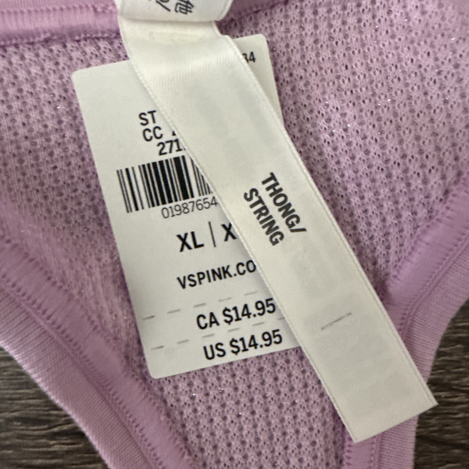 Pink By Victoria’s Secret Xl Lavender Sparkle Stretched Thong Panties