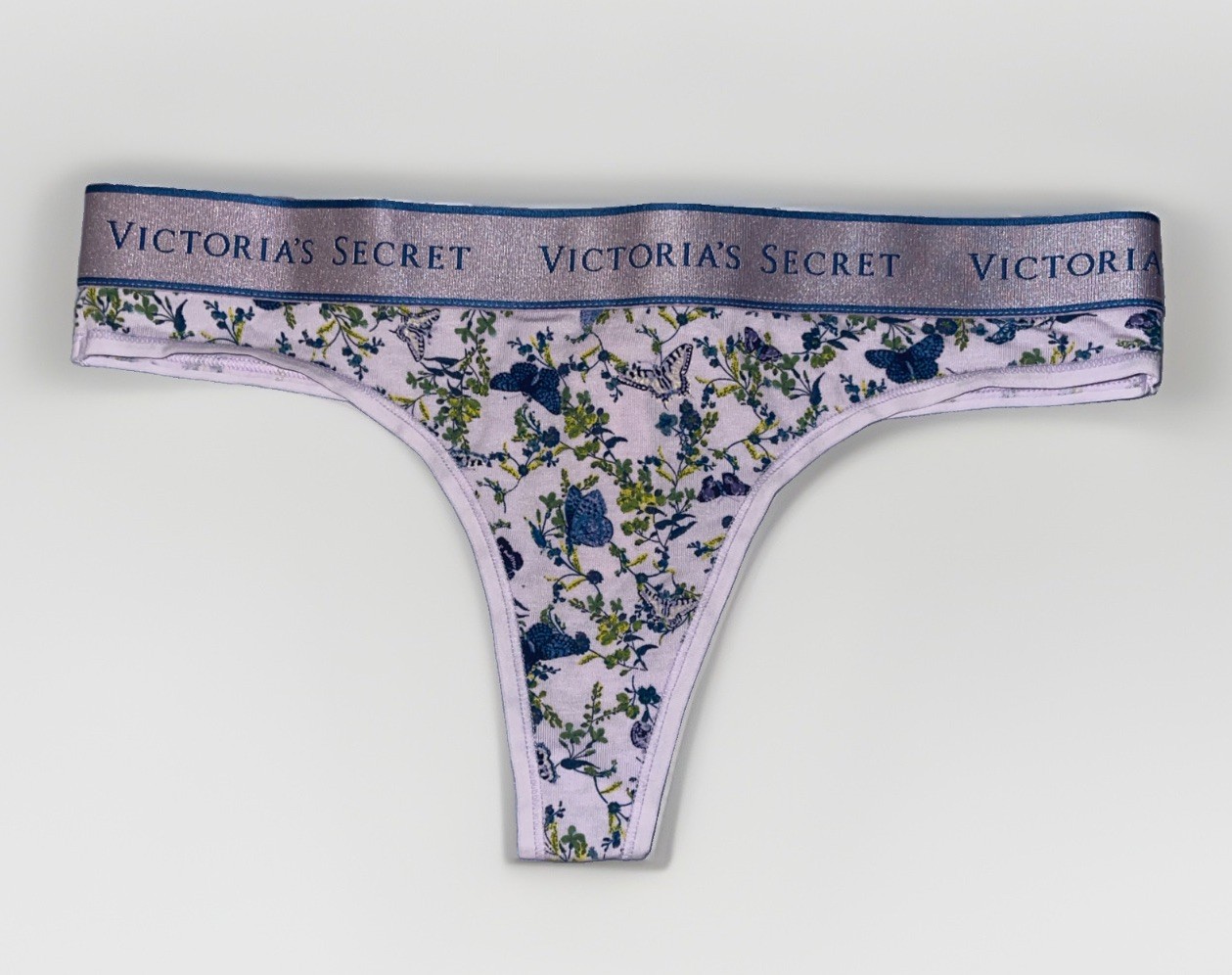 Victoria’s Secret NEW Thong/String Floral Butterfly 🦋 Panty PURPLE Logo SMALL