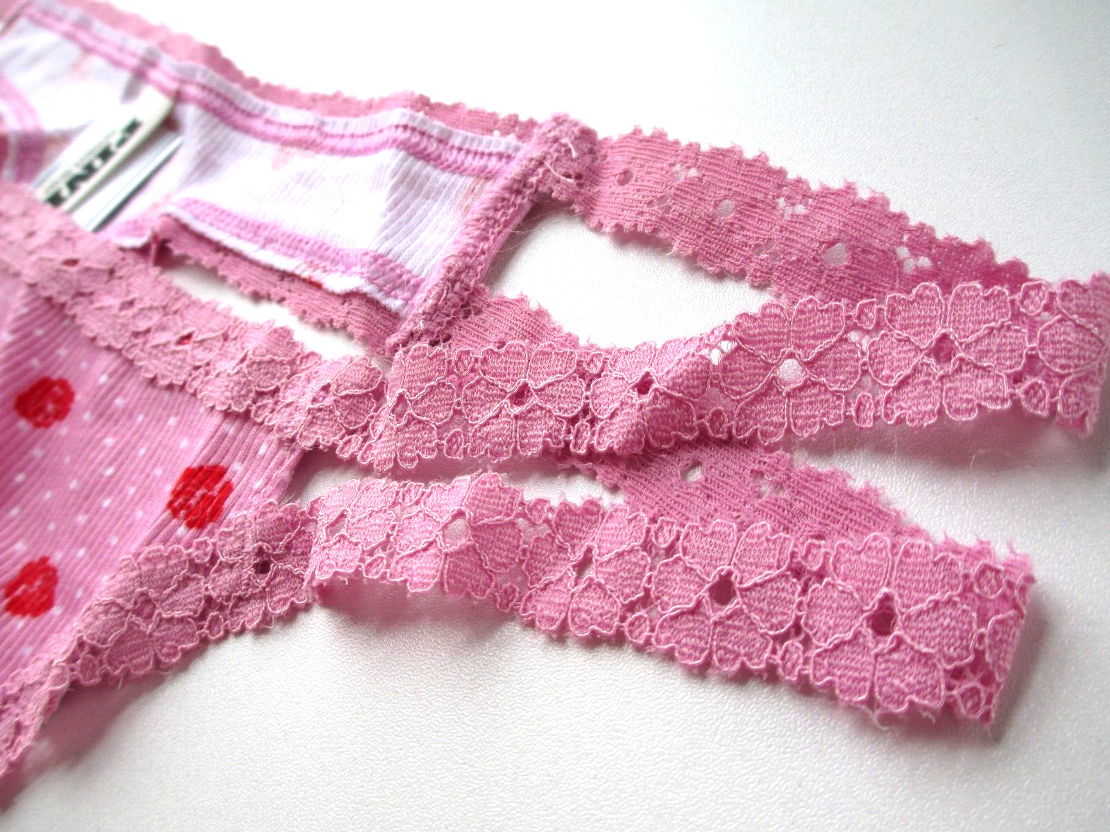 VICTORIA’S SECRET PINK Cotton Thong Panty XL Pink NWT Strappy VS Red Rose Floral