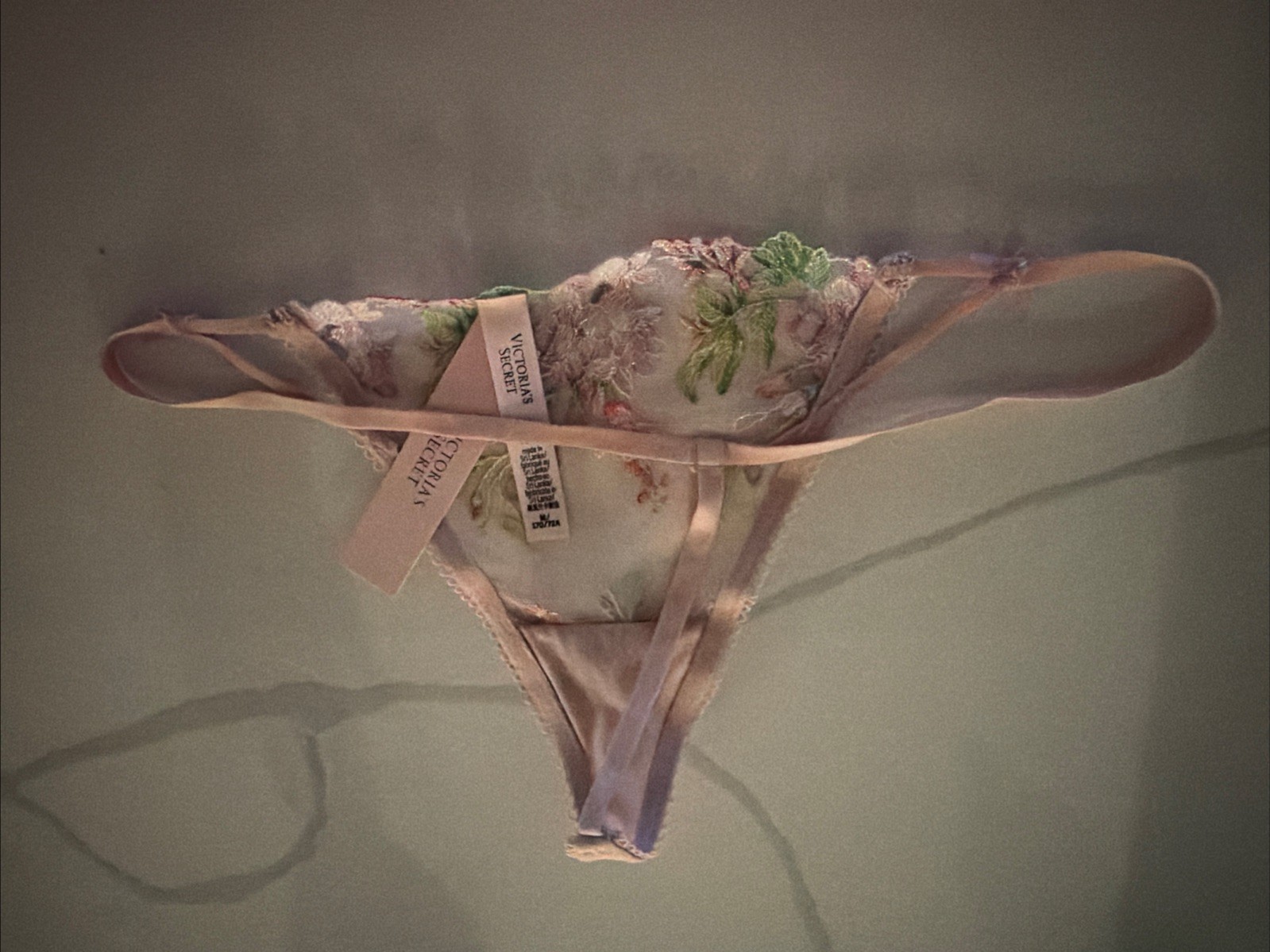 Victoria’s Secret DREAM ANGELS String Bikini Panty Pink Satin & Lace Large NWT