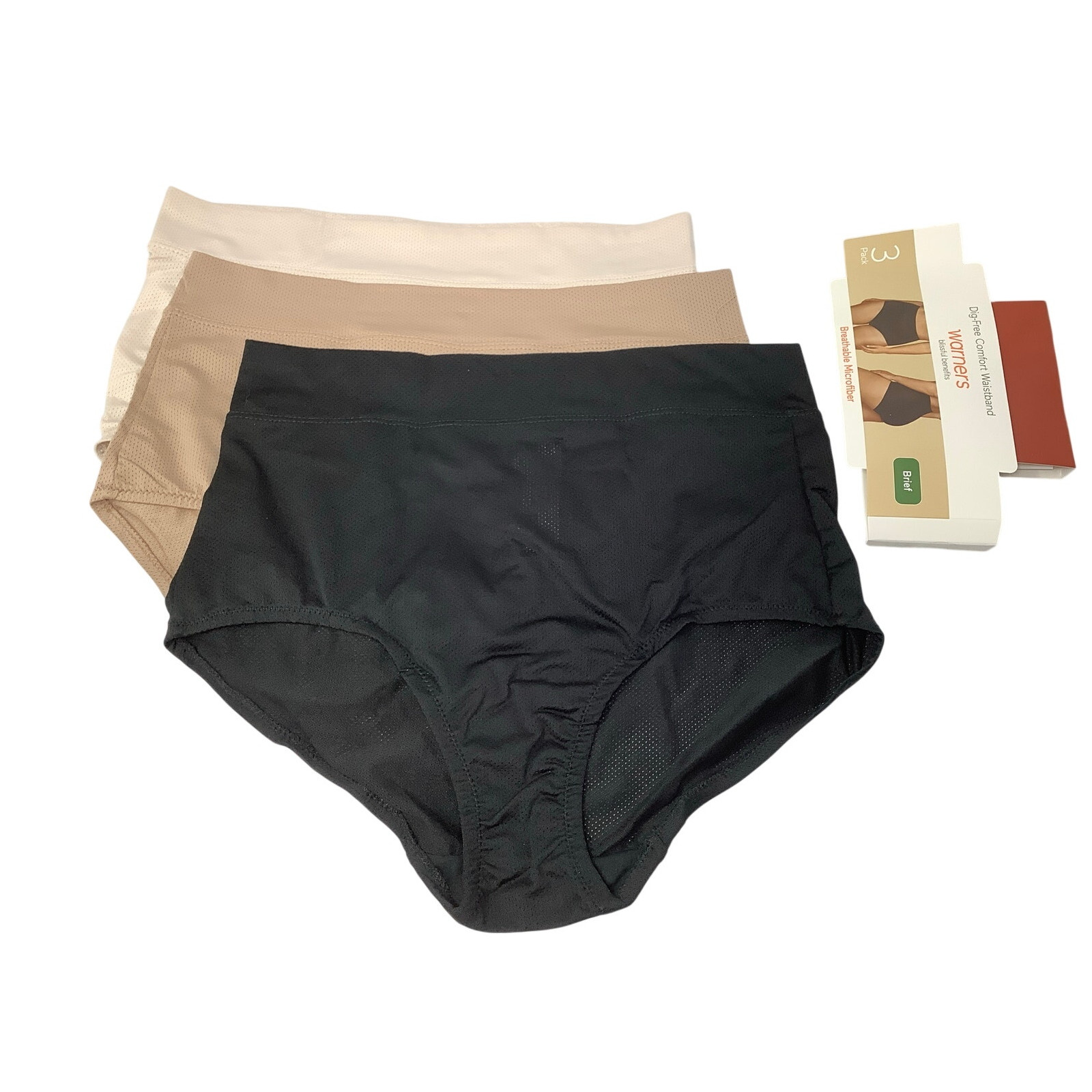Warners Women’s Medium 3-Pack Dig-Free Comfort Waistband Microfiber Briefs D28-4