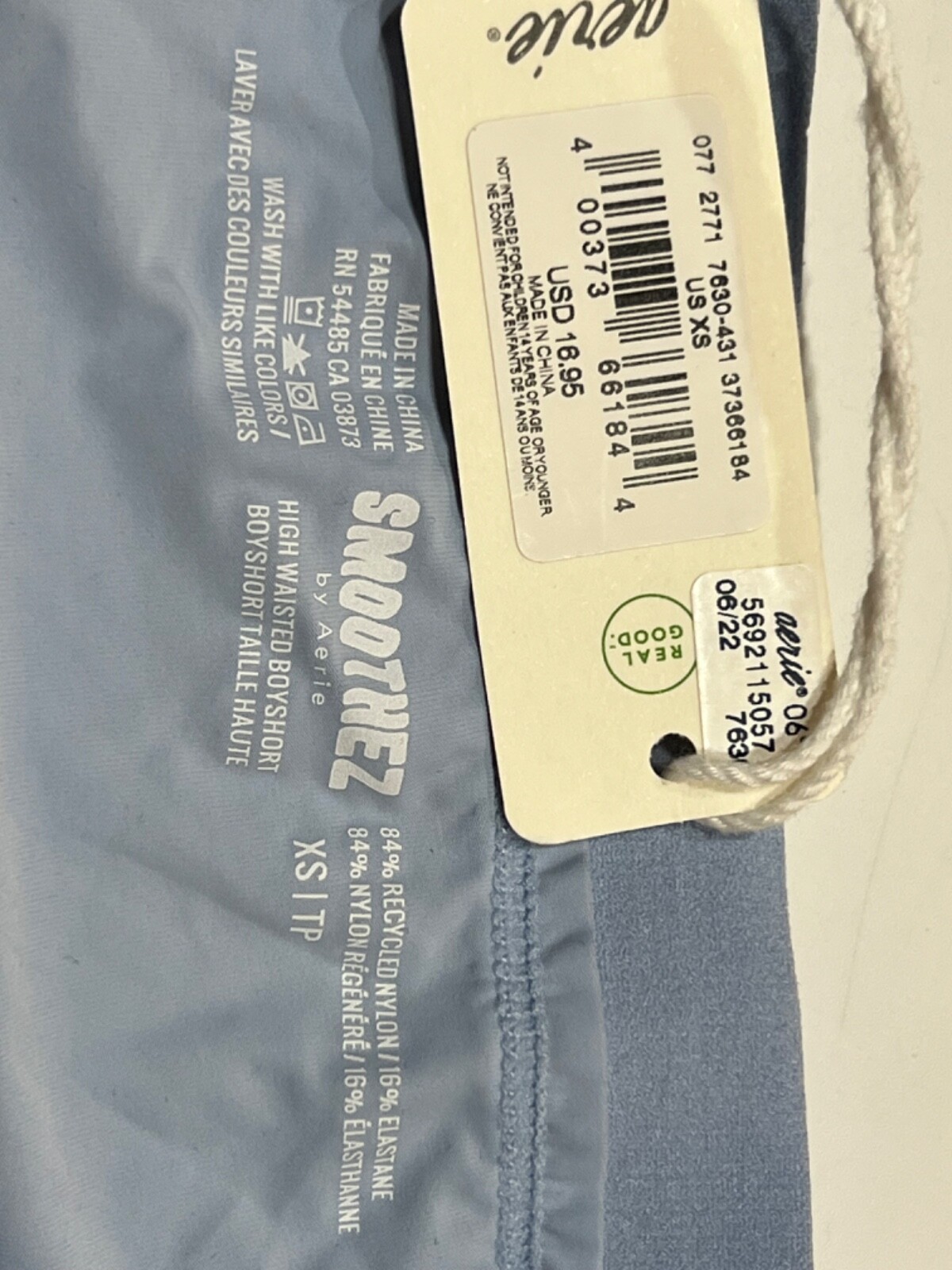 NWT AERIE Smoothez High Waisted Boyshort Pantie Sz XS-M-XL Light Blue