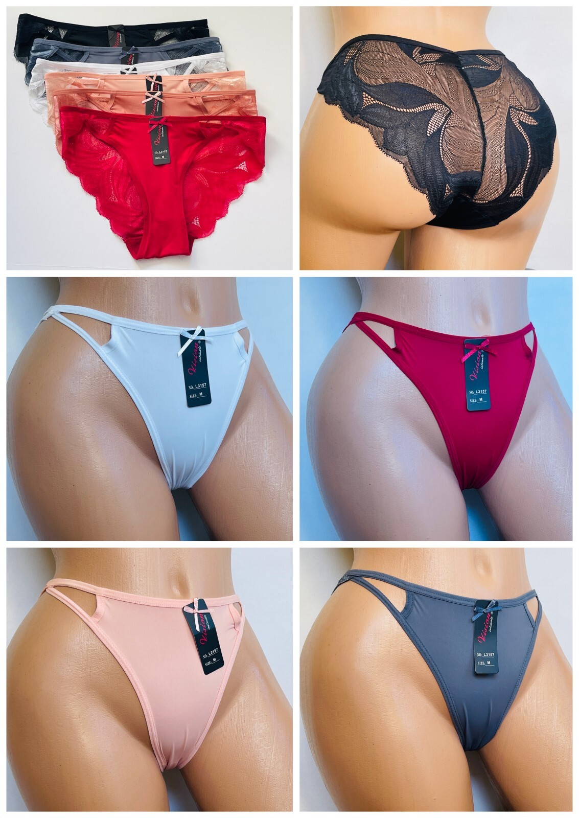 6-12 Bikini cheeky Hipster Women’s Lace Underwear panty Panties Undies 3157 S-XL