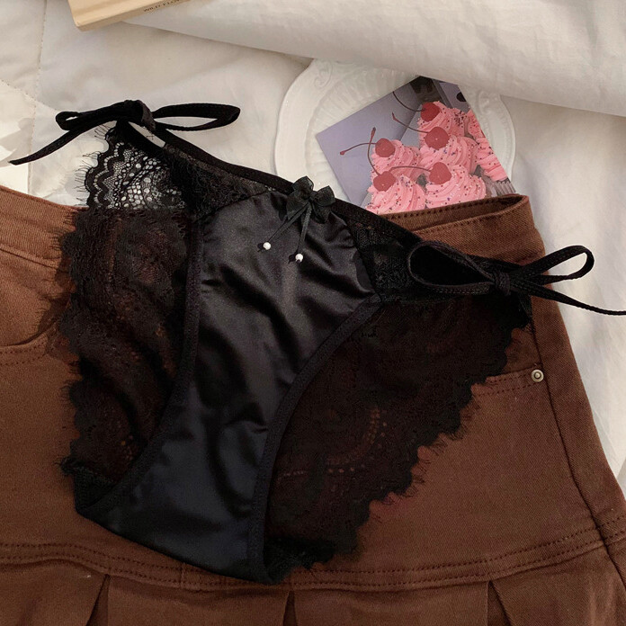 5PCS/LOT Ladies Womens Satin Panties Briefs Lace Sheer Underwear Sexy Lingeries