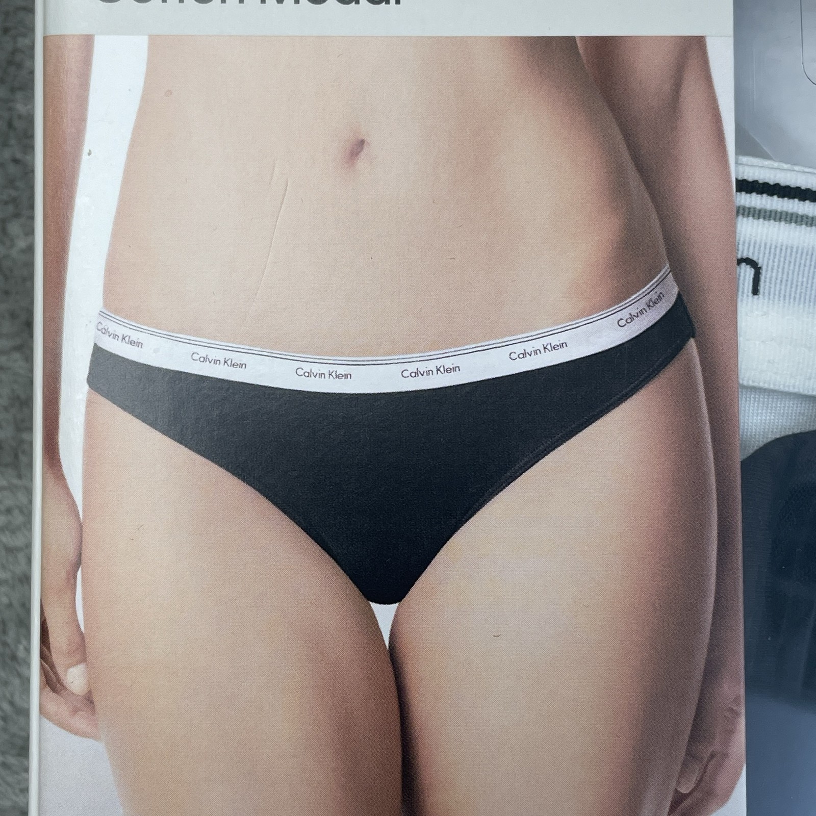 Calvin Klein Womens L 3 Pack Bikini Black Cotton Modal e0971
