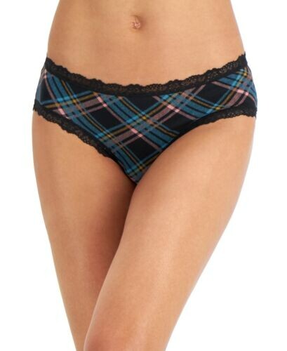 Jenni Women’s Lace Trim Hipster Underwear Black And Green Plaid Pick Size