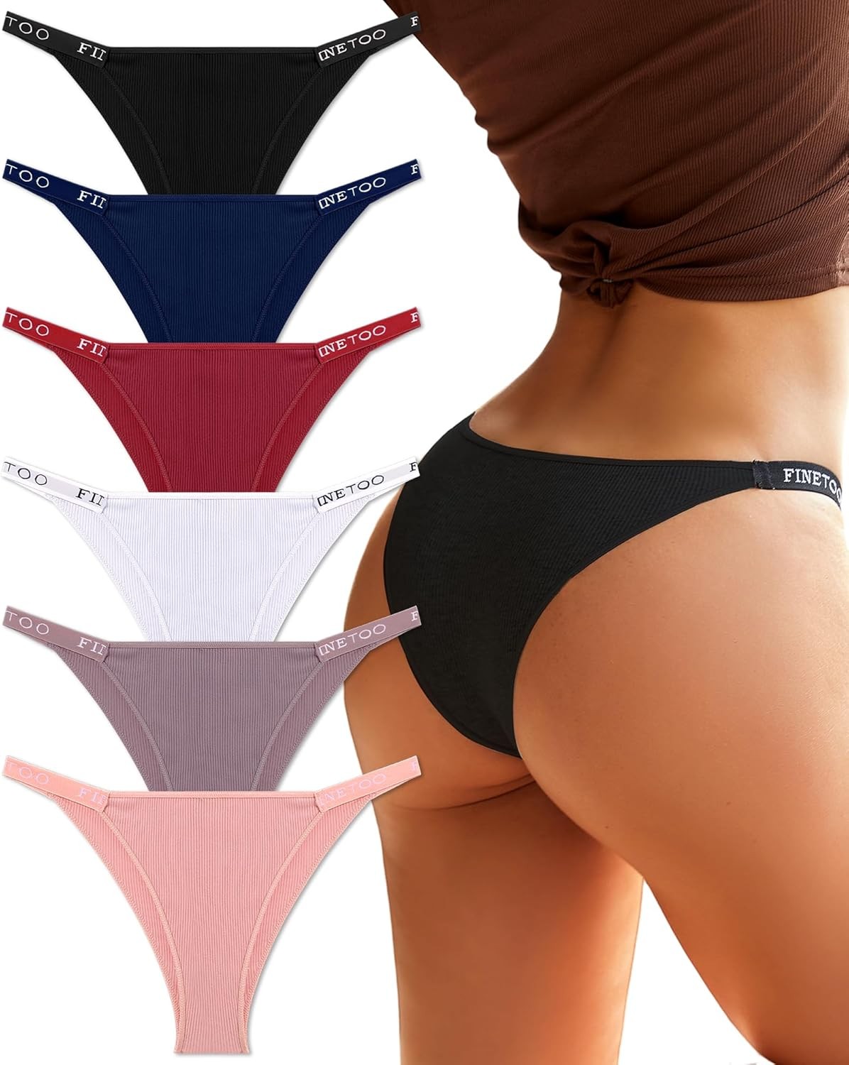 Womens Underwear Cotton High Cut String Bikini Panties Low Rise Hipster