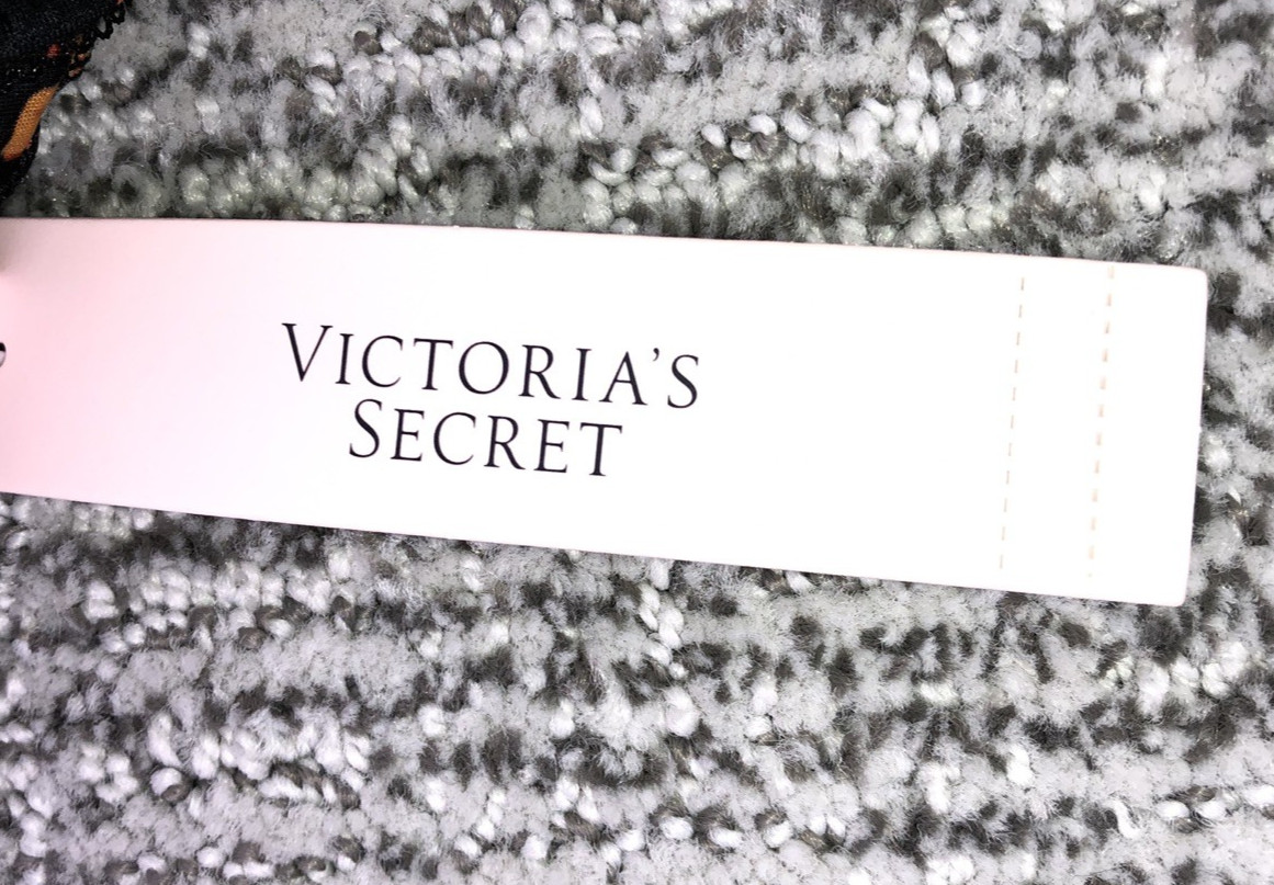 Victoria’s Secret Very Sexy NWT XXL Black Strappy Cheeky Panty Charm Oranges