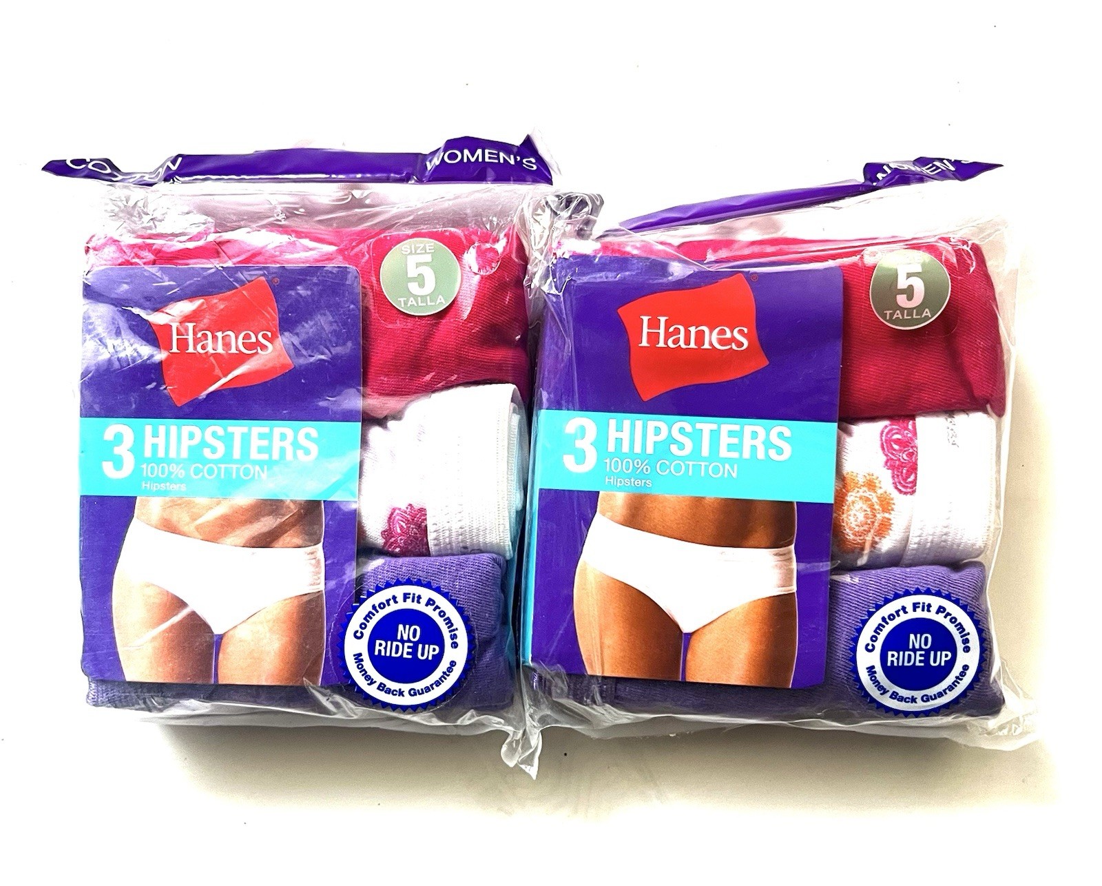 Hanes Women’s Cotton Tagless Free Hipster 6 Pair Multicolor Size 5