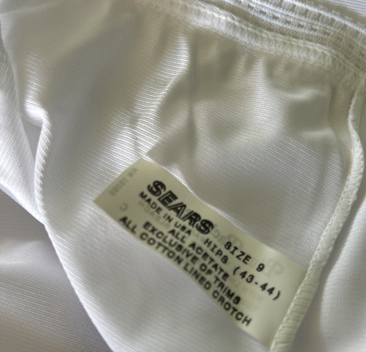 Vtg Sears Acetate Briefs Panties White Size 9 Sissy Second Skin USA Made Blue