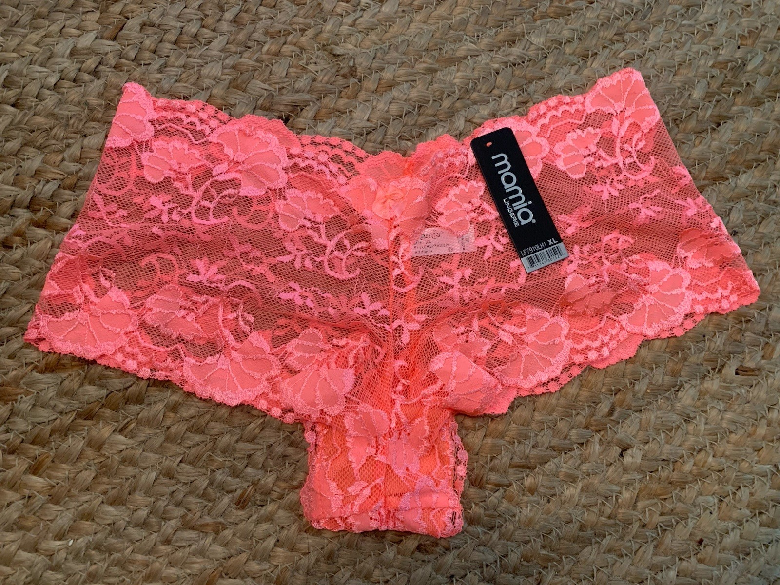 NWT Mamia Womens Size XL Panty Coral Hipster Lace Floral Intimates Panties