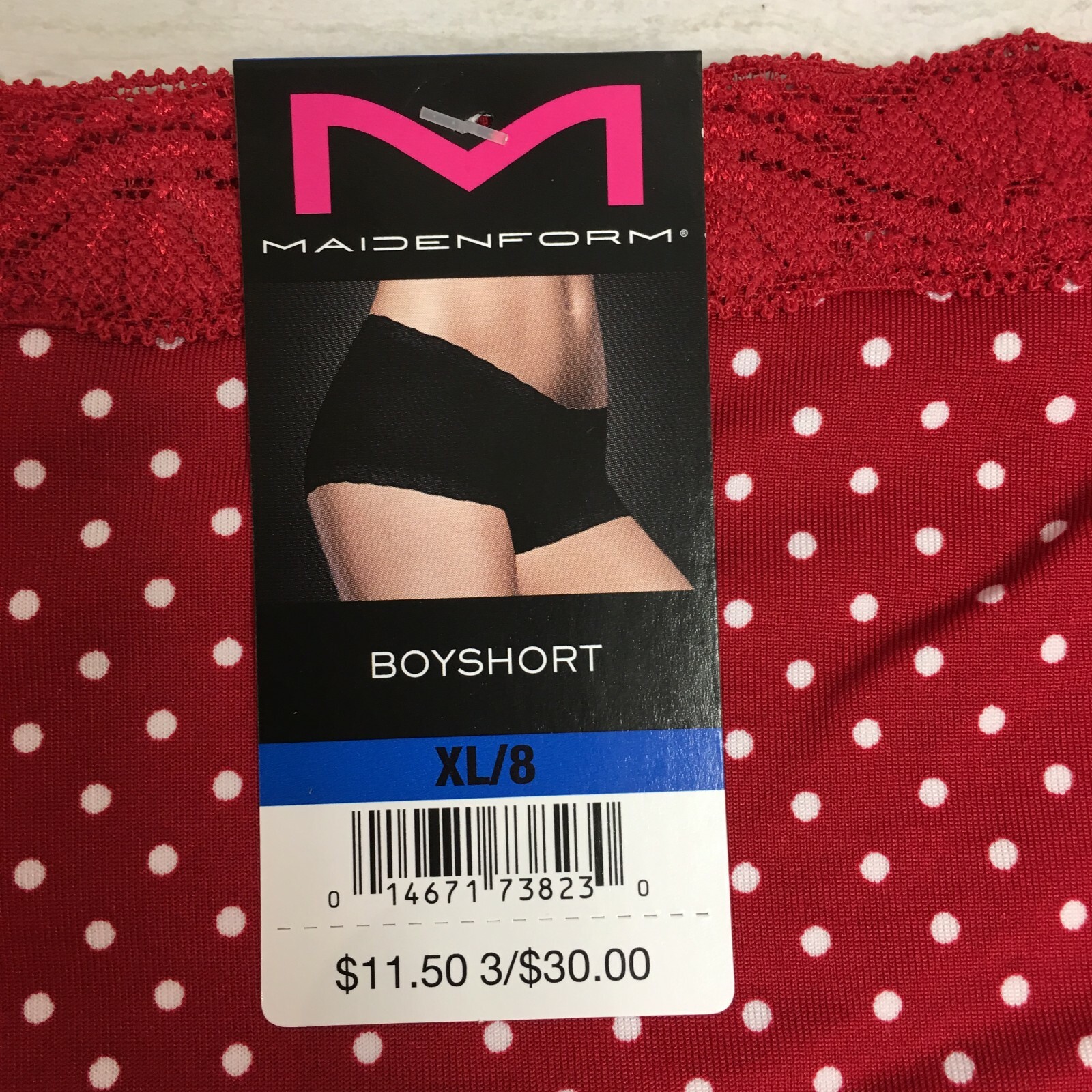 2-Pack Maidenform Women’s Microfiber & Lace Boyshorts, Red/White Polka Dot, XL/8