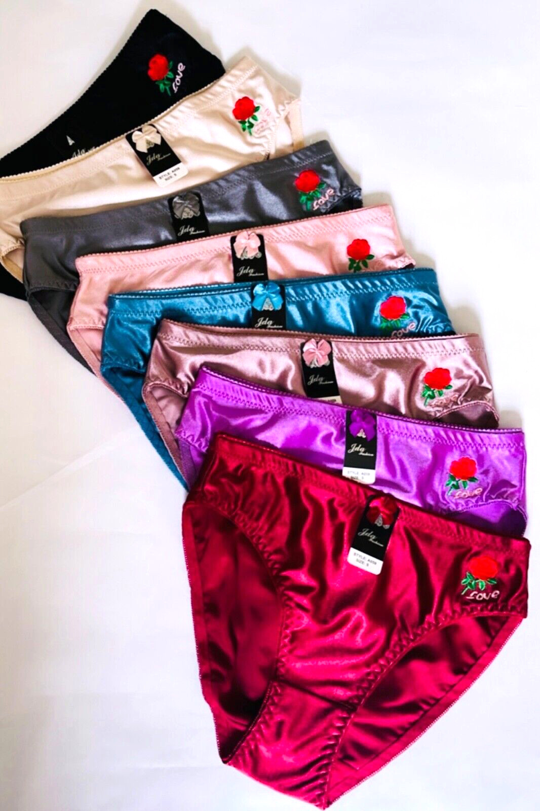 LOT 3/6/12 PACK Women’s Plain Bikini Rose Love SATIN Panty Underwear S-XL A059