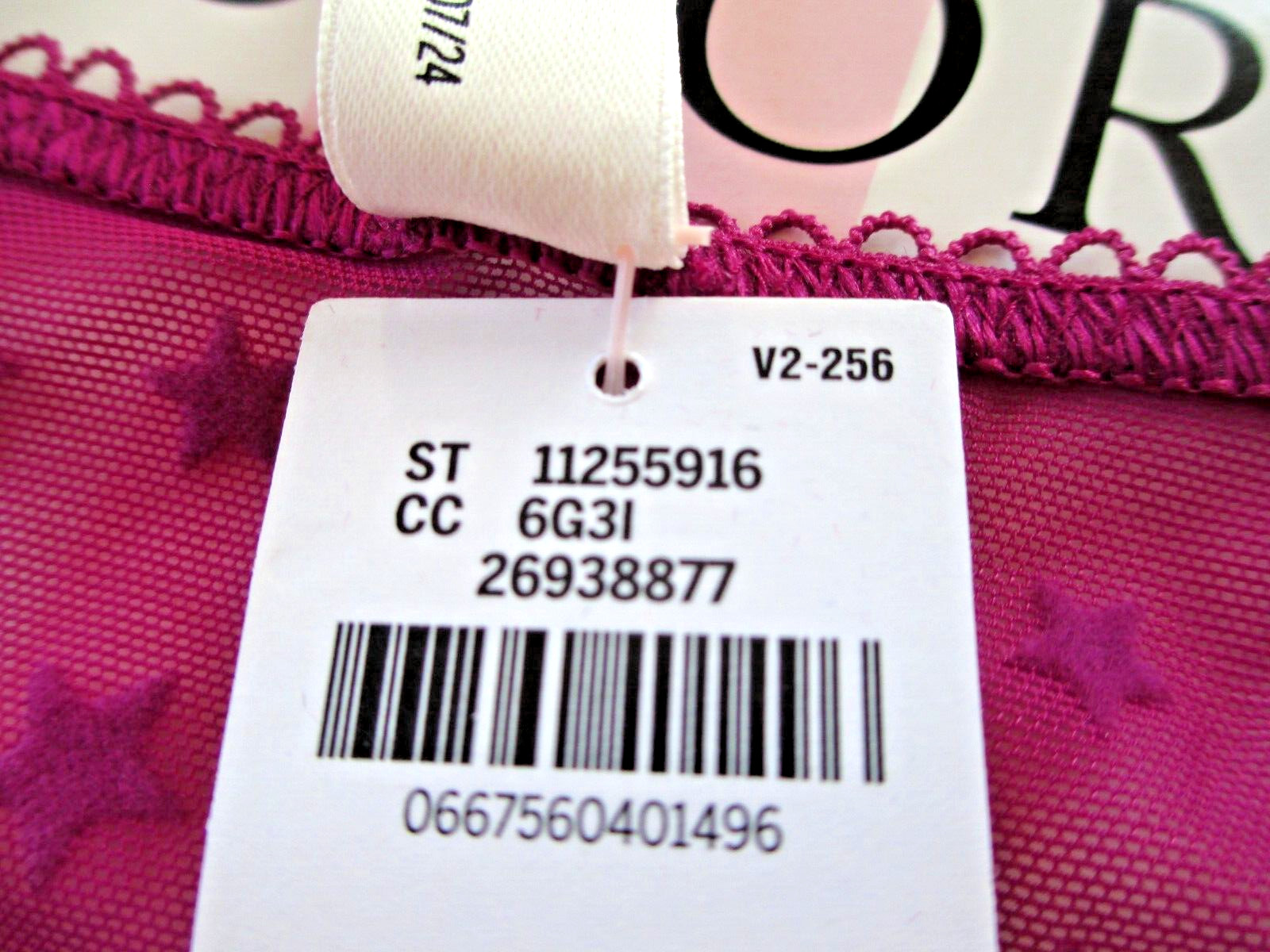 VICTORIA’S SECRET PINK Wink Strappy Mesh Thong Panty VS Velvet Stars S M XL Pink