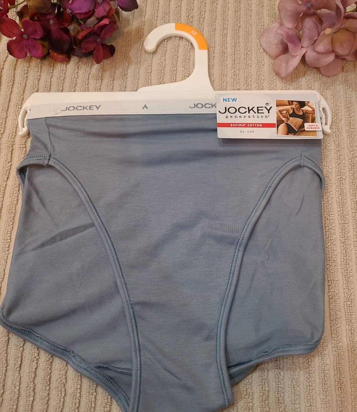 JOCKEY GENERATION Logo Laserbond Supima Cotton Blue Hi Cut Panty Panties 6/M