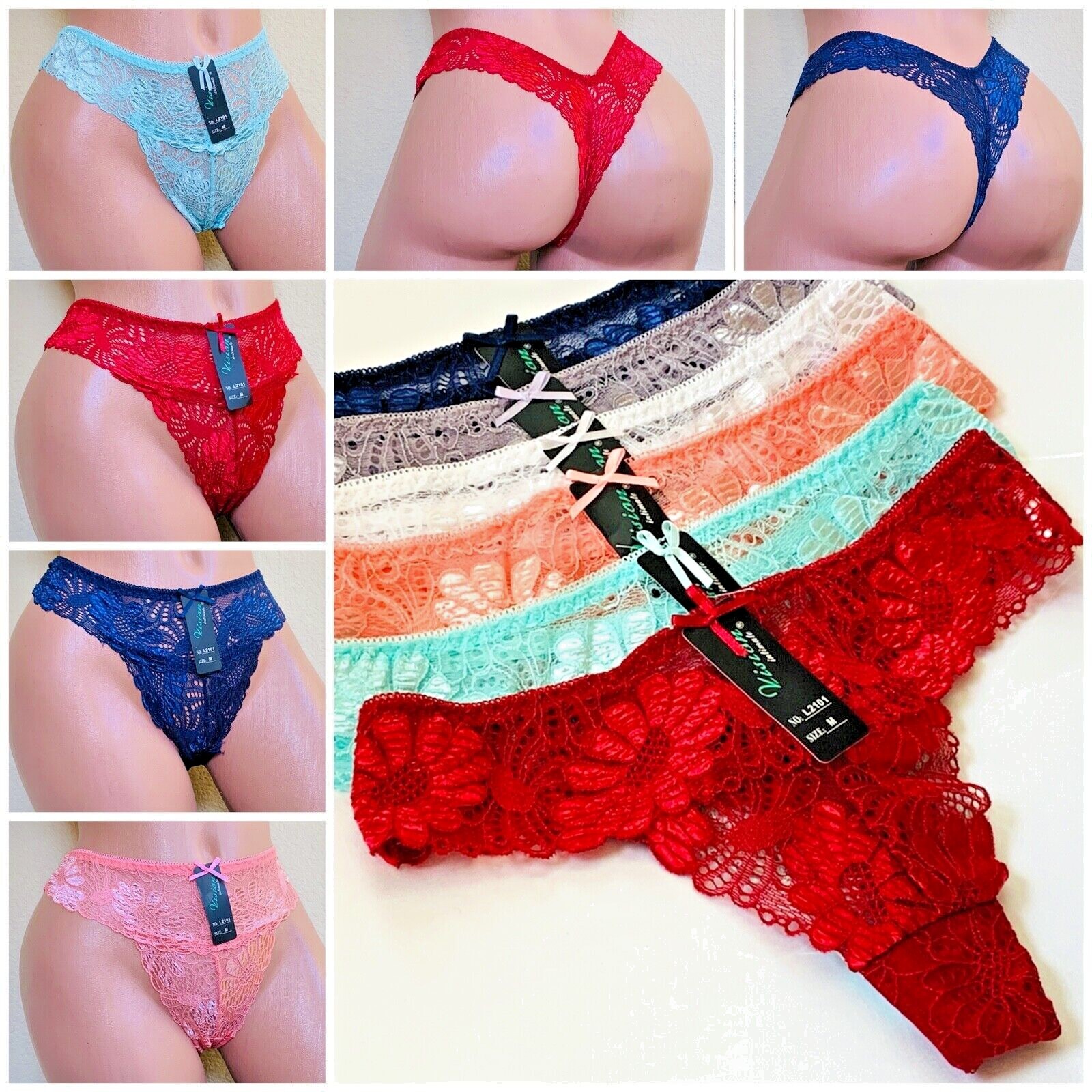 Women’s Thong Tangas G-string Undies panties 6 OR 12 lace sexy Underwear 84 S-XL