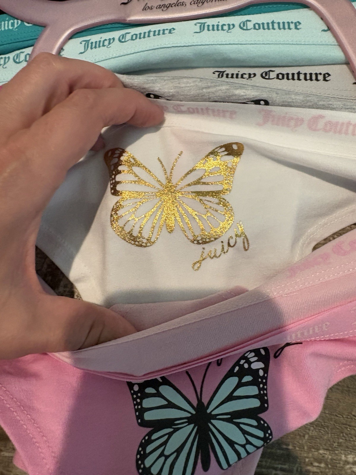 Juicy Couture Butterfly Thong Panties 7 Pack Women’s Size Medium NWT