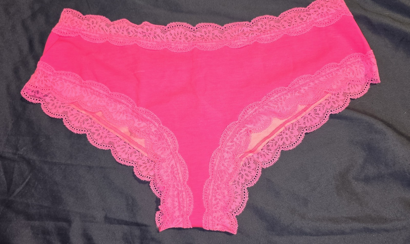 PINK Solid Pink Lace Cheeky Panties XL 1 Pack Cotton Elastane